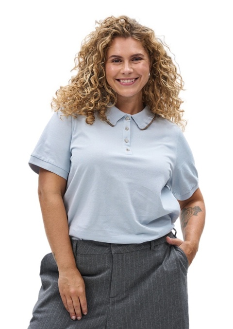 ZIZZI ELEGANCKA KOSZULKA BLUZKA POLO BŁĘKITNA 442A