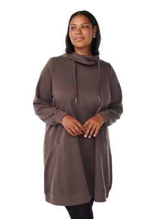 ZIZZI BRĄZOWA BLUZA/TUNIKA Z KOŁNIERZEM KIESZENIE 041B