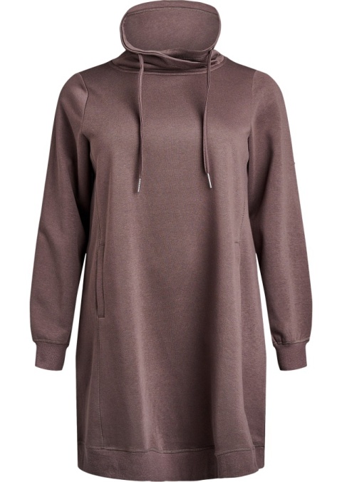 ZIZZI BRĄZOWA BLUZA/TUNIKA Z KOŁNIERZEM KIESZENIE 041B