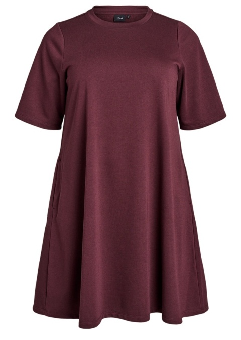 ZIZZI WYGODNA TRAPEZOWA SUKIENKA BORDOWA 640C