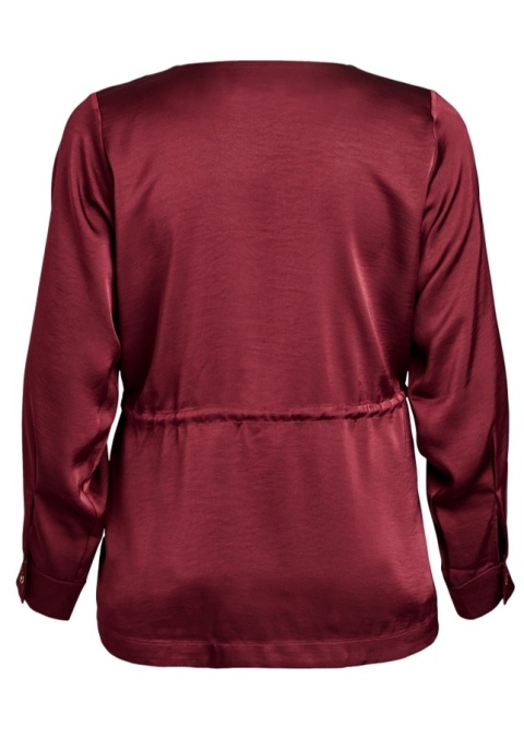 ZIZZI BORDOWA SATYNOWA BLUZKA KOSZULOWA WIĄZANIE 940A