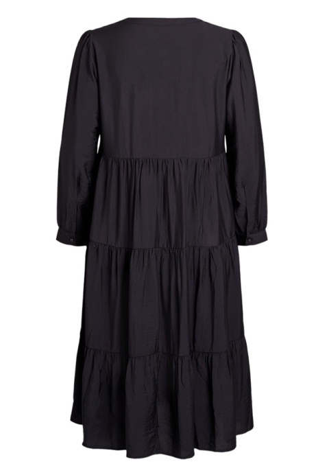 ZIZZI ELEGANCKA CZARNA SUKIENKA MIDI FALBANY 532D