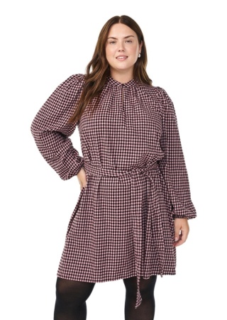 ZIZZI UROCZA BAWEŁNIANA SUKIENKA W KRATĘ WIĄZANIE 180B