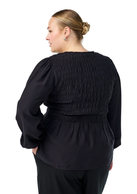 ZIZZI CZARNA ELEGANCKA BLUZKA MARSZCZENIE 532A