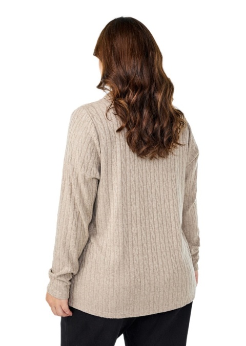 ZIZZI BEŻOWA DZIANINOWA BLUZKA Z KOŁNIERZYKIEM WZÓR 507A