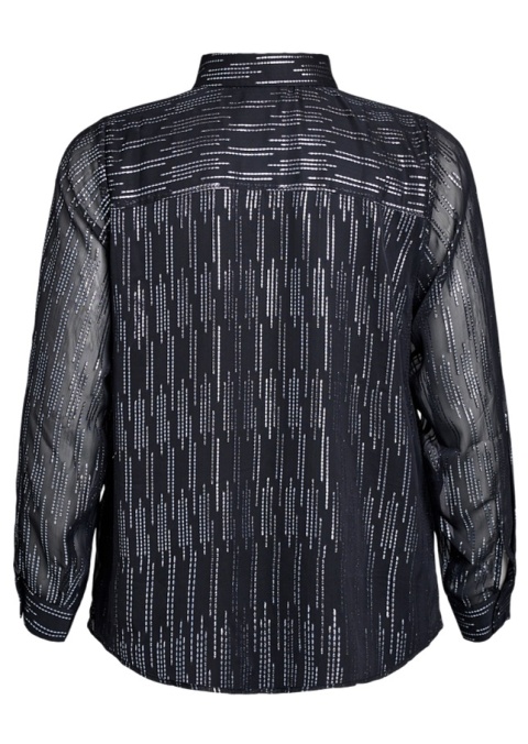 ZIZZI CZARNA IMPREZOWA KOSZULA SREBRNY WZÓR 206A
