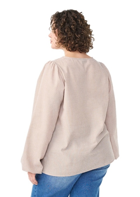 ZIZZI UROCZA BEŻOWA BLUZKA WZÓR KRATKA 870A