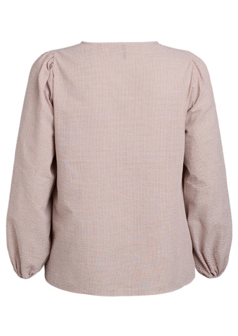 ZIZZI UROCZA BEŻOWA BLUZKA WZÓR KRATKA 870A