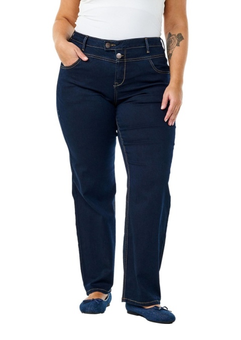 ZIZZI GRANATOWE JEANSY SPODNIE PROSTA NOGAWKA N82 400B