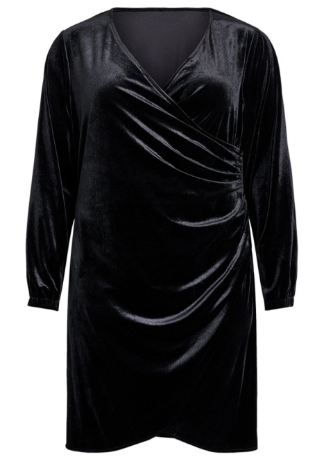 ZIZZI KRÓTKA CZARNA SUKIENKA WELUROWA 336B