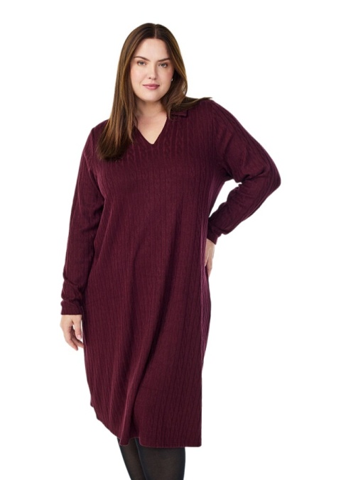 ZIZZI BORDOWA DZIANINOWA SUKIENKA Z KOŁNIERZYKIEM 507B