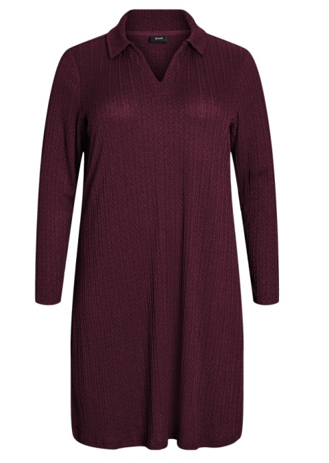 ZIZZI BORDOWA DZIANINOWA SUKIENKA Z KOŁNIERZYKIEM 507B