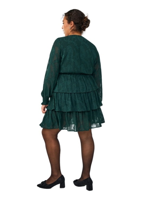 ZIZZI ELEGANCKA ZIELONA ŻAKARDOWA SUKIENKA FALBANY 303A