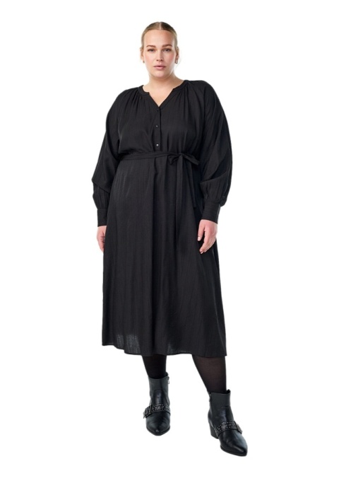 ZIZZI ZWIEWNA CZARNA SUKIENKA MIDI WIĄZANIE 537B