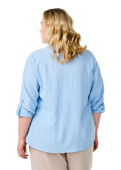 ZIZZI BŁĘKITNA BLUZKA KOSZULA LEN WISKOZA 077H