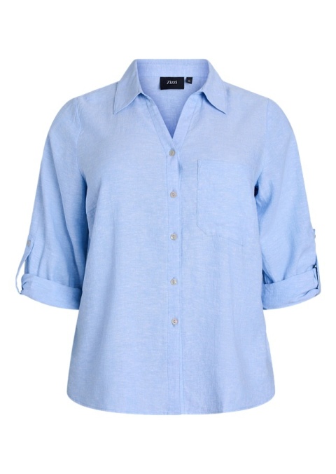 ZIZZI BŁĘKITNA BLUZKA KOSZULA LEN WISKOZA 077H