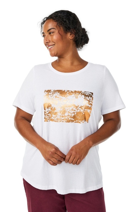 ZIZZI KLASYCZNY BIAŁY T-SHIRT NADRUK 002K