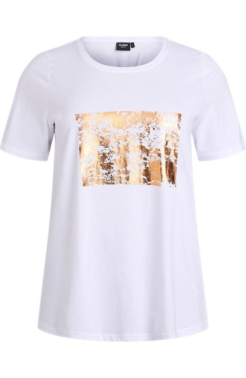 ZIZZI KLASYCZNY BIAŁY T-SHIRT NADRUK 002K