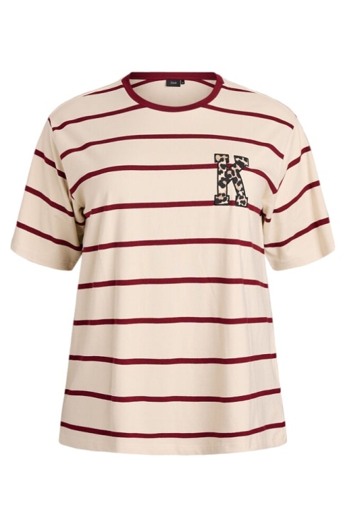 ZIZZI FANTASTYCZNY BEŻOWY T-SHIRT PASKI 684B