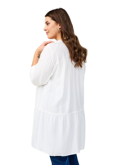 ZIZZI BIAŁA TUNIKA KOSZULOWA WISKOZA LEN 491B