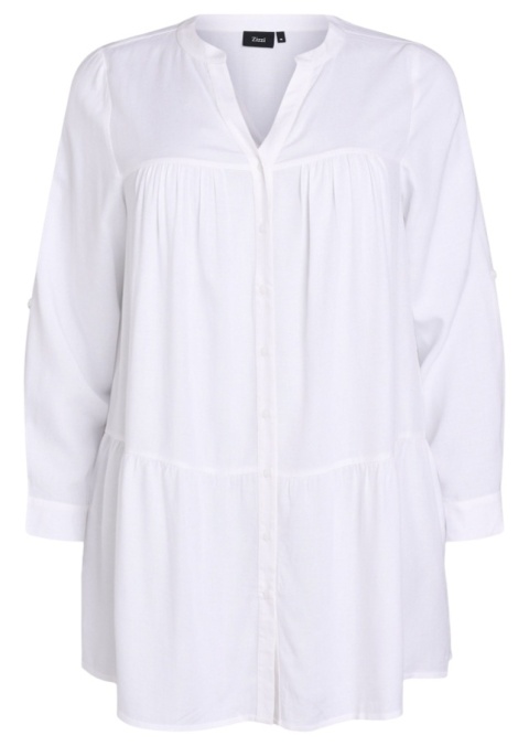 ZIZZI BIAŁA TUNIKA KOSZULOWA WISKOZA LEN 491B