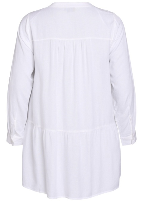 ZIZZI BIAŁA TUNIKA KOSZULOWA WISKOZA LEN 491B