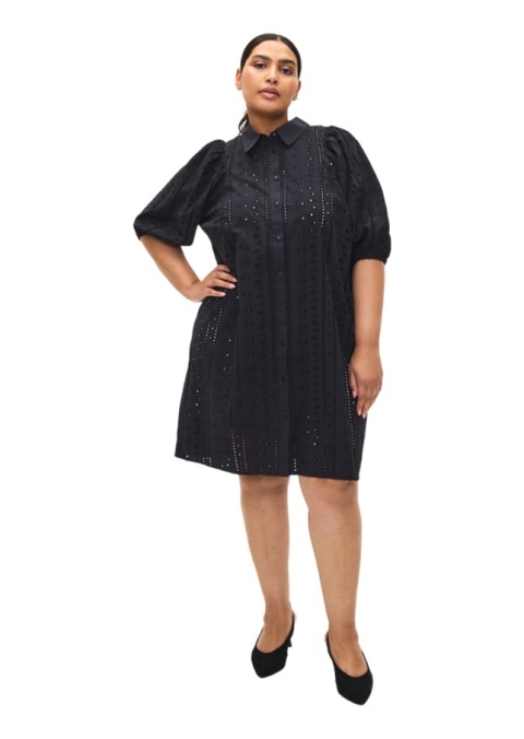 ZIZZI PIĘKNA CZARNA SUKIENKA KOSZULOWA HAFT 982B