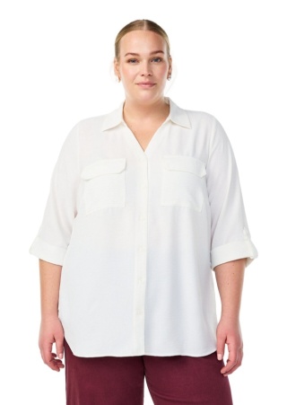 ZIZZI LUŹNA BIAŁA BLUZKA KOSZULOWA 054E