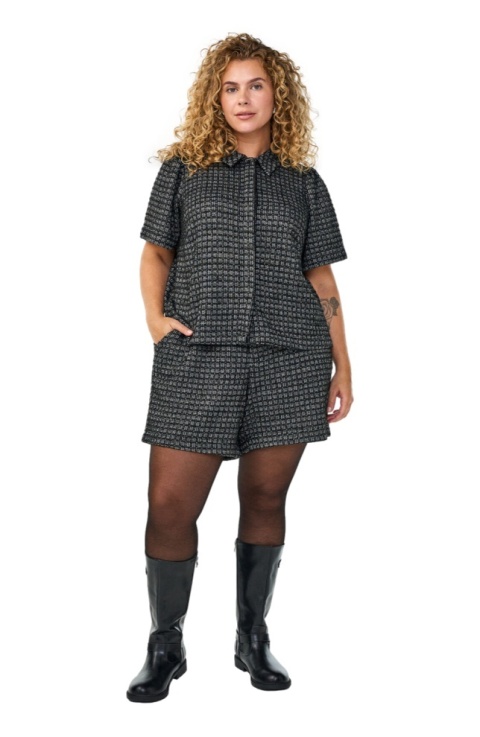 ZIZZI CZARNA BLUZKA/KOSZULA KRATKA BOUCLÉ 931A