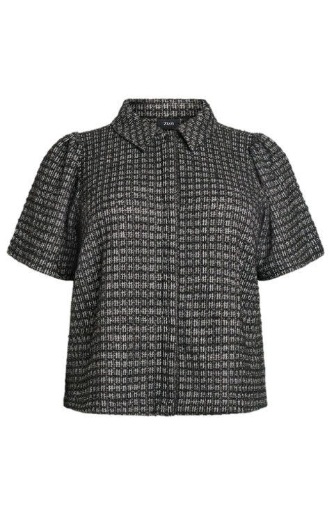 ZIZZI CZARNA BLUZKA/KOSZULA KRATKA BOUCLÉ 931A