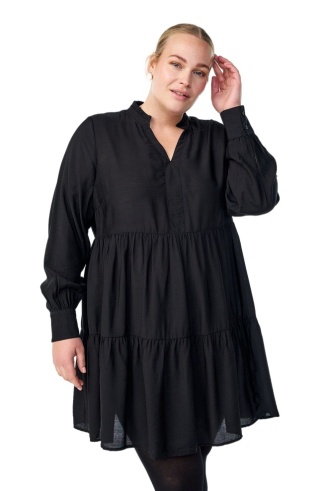 ZIZZI CZARNA LUŹNA SUKIENKA MINI FALBANA 560C