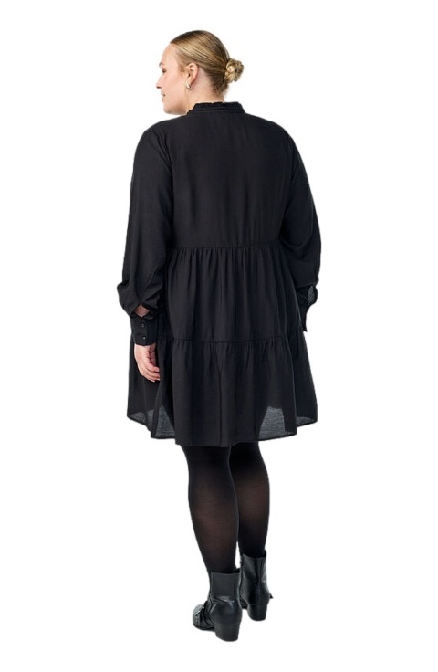 ZIZZI CZARNA LUŹNA SUKIENKA MINI FALBANA 560C