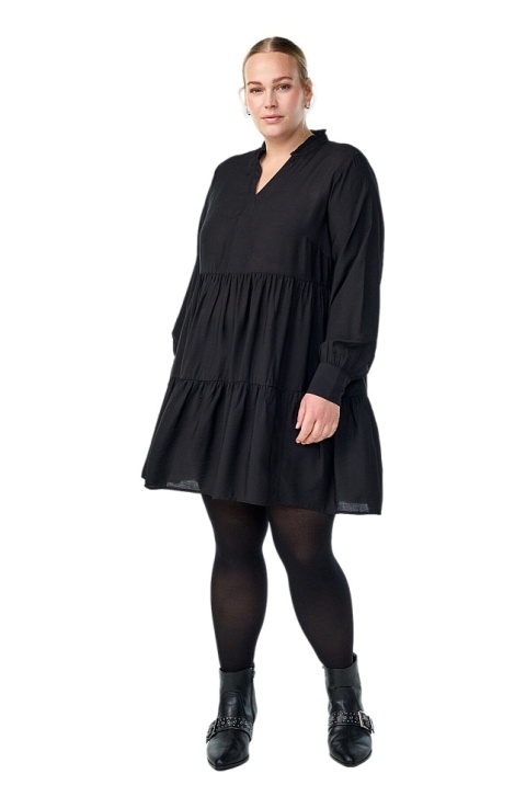 ZIZZI CZARNA LUŹNA SUKIENKA MINI FALBANA 560C