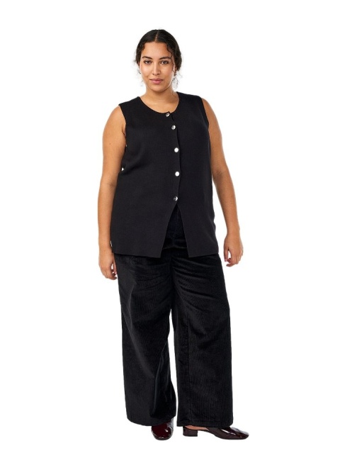 ZIZZI CZARNE SPODNIE SZTRUKSOWE DZWONY 316A