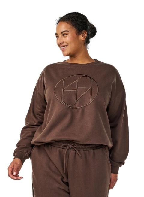 ZIZZI CZEKOLADOWA BLUZA HAFTOWANA APLIKACJA 085G