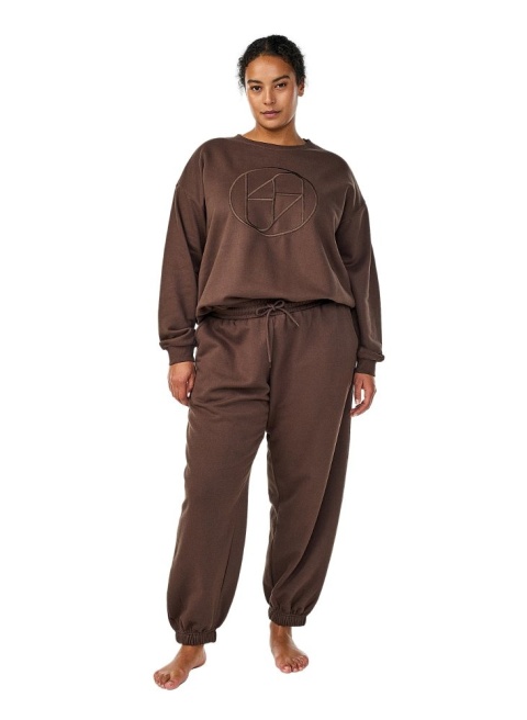 ZIZZI CZEKOLADOWA BLUZA HAFTOWANA APLIKACJA 085G