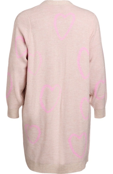 ZIZZI DŁUGI SWETER KARDIGAN BEŻOWY SERCA 410D