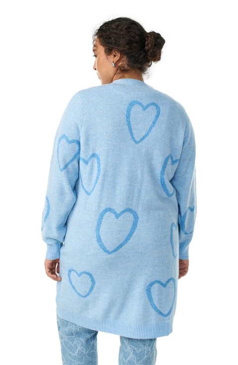 ZIZZI DŁUGI SWETER KARDIGAN NIEBIESKI SERCA 410D
