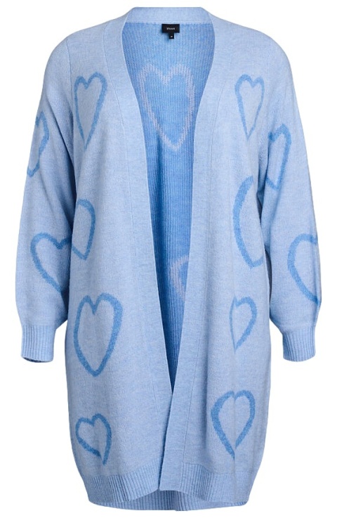ZIZZI DŁUGI SWETER KARDIGAN NIEBIESKI SERCA 410D