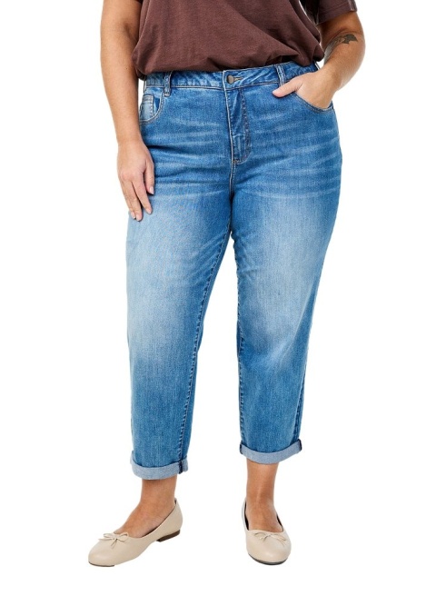 ZIZZI JASNE SPODNIE PROSTE JEANSY 7/8 653A