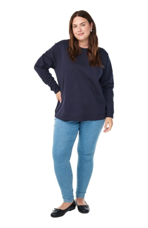 ZIZZI KLASYCZNA GRANATOWA JEDNOLITA BLUZA 061A