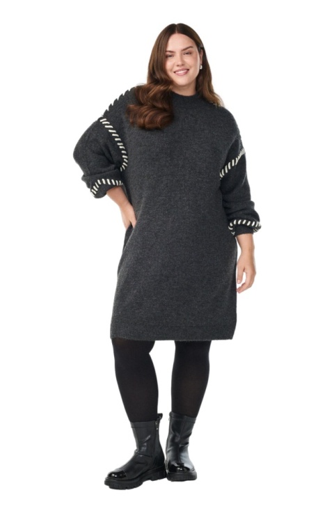 ZIZZI CIEMNOSZARY SUKIENKA DZIANINOWA OZDOBNY SZEW 506G