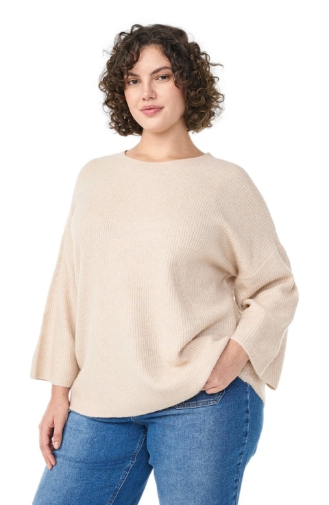 ZIZZI SWETER BLUZKA DZIANINA BEŻOWY LUŹNY 538A