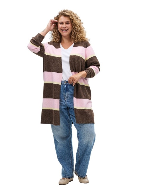 ZIZZI UROCZY KARDIGAN SWETER W KOLOROWE PASKI 176C