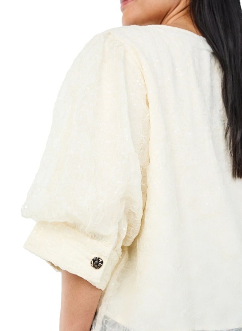 ZIZZI WANILIOWAIMPREZOWA BLUZKA KOSZULOWA CEKINY 081A