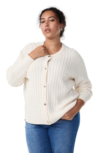 ZIZZI WANILIOWY SWETER KARDIGAN SPLOT WARKOCZYKOWY BAWEŁNA 150E