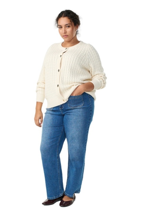 ZIZZI WANILIOWY SWETER KARDIGAN SPLOT WARKOCZYKOWY BAWEŁNA 150E