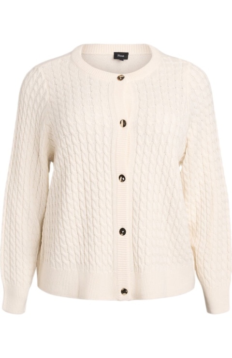 ZIZZI WANILIOWY SWETER KARDIGAN SPLOT WARKOCZYKOWY BAWEŁNA 150E