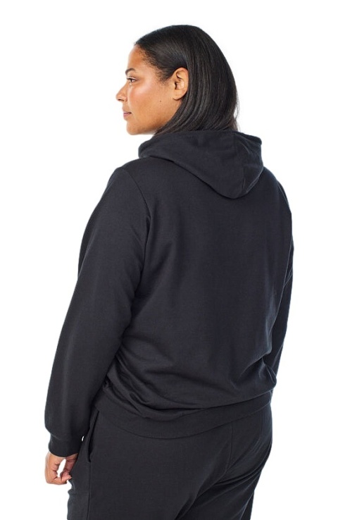 ZIZZI WYGODNA CZARNA BLUZA KAPTUR NAPIS NIEBIESKI 042C