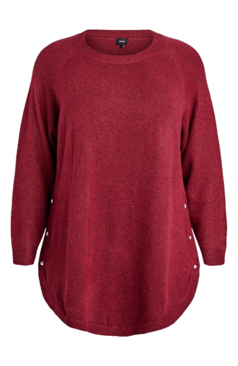 ZIZZI WYGODNA BLUZKA DZIANINA BORDOWA 187G